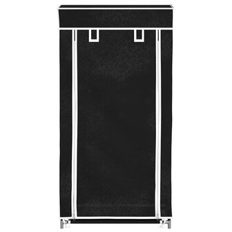 Schoenenkast met hoes 58x28x106 stof zwart 4