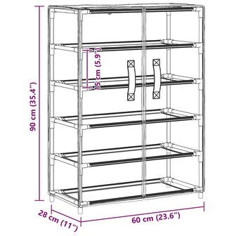 Schoenenkast 60x30x90 cm stof zwart 9