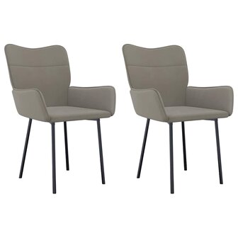 Eetkamerstoelen 2 st fluweel lichtgrijs 2