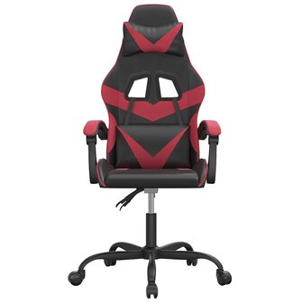 Gamestoel draaibaar kunstleer zwart en wijnrood 3