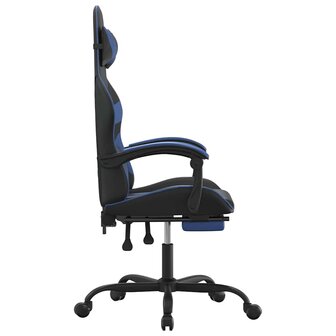 Gamestoel draaibaar met voetensteun kunstleer zwart en blauw 4