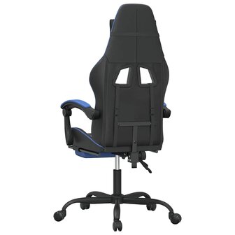 Gamestoel draaibaar met voetensteun kunstleer zwart en blauw 5