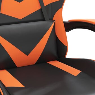Gamestoel draaibaar met voetensteun kunstleer zwart en oranje 7