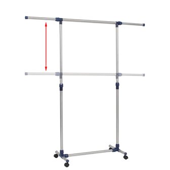 Kledingrek verstelbaar 165x44x150 cm roestvrij staal zilver 7