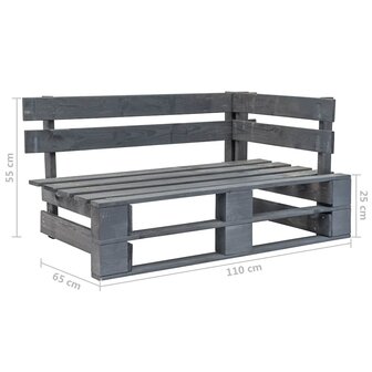Tweezitsbank pallet met kussens grijs ge&iuml;mpregneerd grenenhout 7