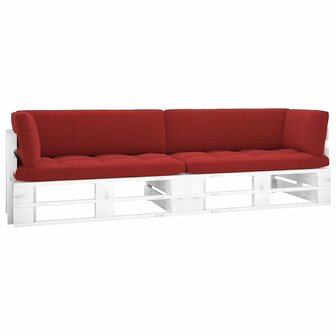Tweezitsbank pallet met kussens wit ge&iuml;mpregneerd grenenhout 1