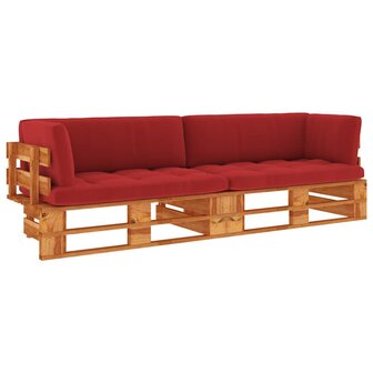 Tweezitsbank pallet met kussens honingbruin ge&iuml;mpregneerd hout 1