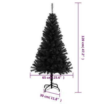 Kunstkerstboom met standaard 120 cm PVC zwart 7