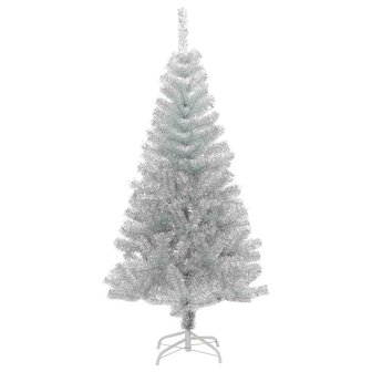 Kunstkerstboom met standaard 120 cm PET zilverkleurig 2
