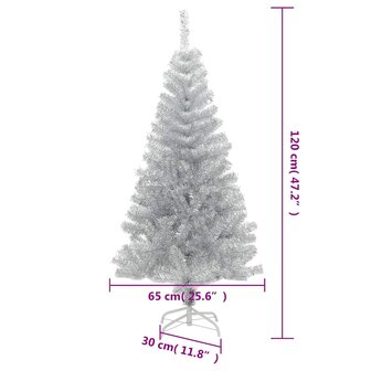 Kunstkerstboom met standaard 120 cm PET zilverkleurig 6