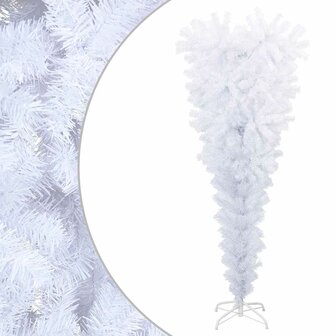 Kunstkerstboom met standaard omgekeerd 120 cm wit 1