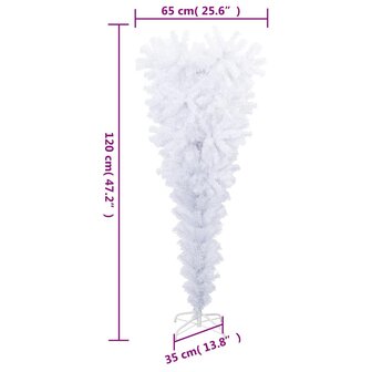 Kunstkerstboom met standaard omgekeerd 120 cm wit 7