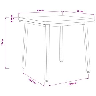 Vierkante Eettafel 60 x 55 x 75 cm Massief Acaciahout 8