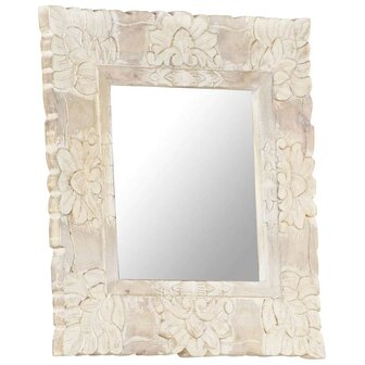 Spiegel 50x50 cm massief mangohout wit 2
