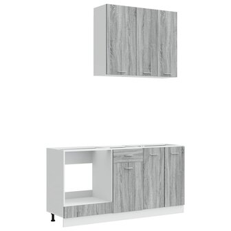 Keukenblok LYON 5 st Grijs Sonoma Bewerkt hout 2