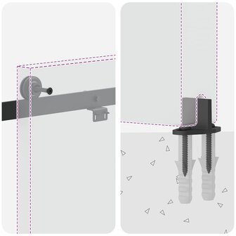 Schuifdeurbeslagset 200 cm Staal Zwart 6