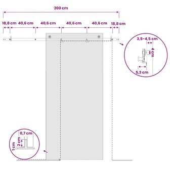 Schuifdeurbeslagset 200 cm Staal Zwart 7