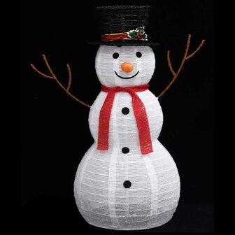 Decoratieve sneeuwpop LED 90 cm luxe stof 4