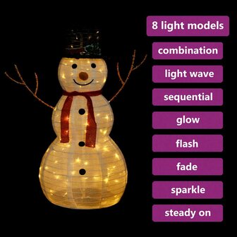 Decoratieve sneeuwpop LED 90 cm luxe stof 7