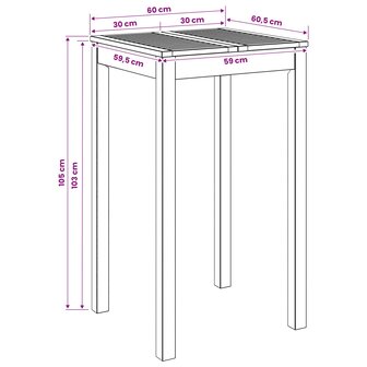 Tuin Bartafel Naturel 60 x 60,5 x 105 cm Massief Acaciahout 7
