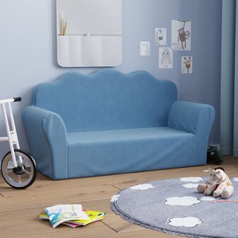 Kinderbank 2-zits zacht pluche blauw 1