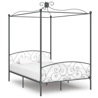 Hemelbedframe metaal grijs 120x200 cm 1