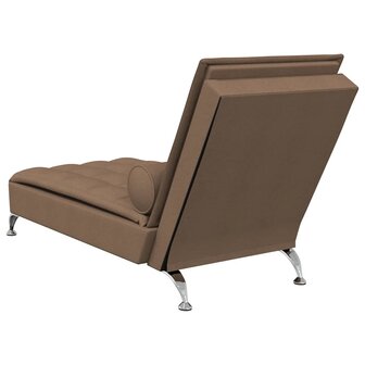 Massage chaise longue met bolster stof bruin 5