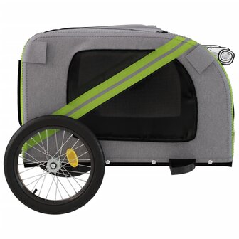 Hondenfietstrailer oxford stof en ijzer groen en grijs 8