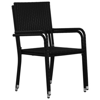 Tuinstoelen 2 st stapelbaar poly rattan zwart 5