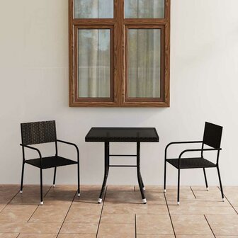3-delige Tuinset poly rattan zwart 1