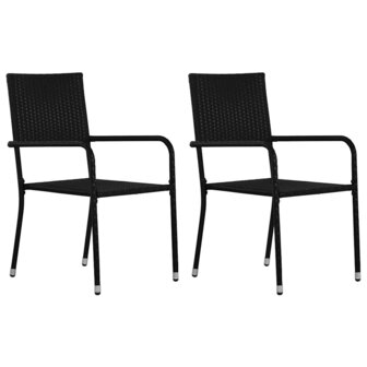 3-delige Tuinset poly rattan zwart 3