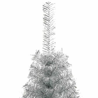 Kunstkerstboom half met standaard 120 cm PET zilverkleurig 6