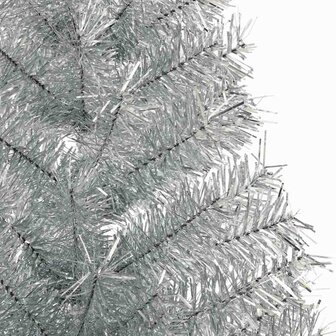 Kunstkerstboom half met standaard 120 cm PET zilverkleurig 7
