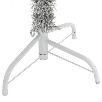 Kunstkerstboom half met standaard 120 cm PET zilverkleurig 8