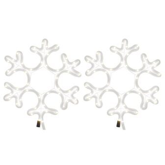 Kerstfiguur sneeuwvlok met LED&amp;apos;s 2 st 27x27 cm warmwit 5