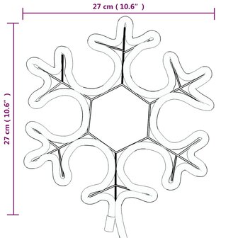 Kerstfiguur sneeuwvlok met 48 warmwitte LED&amp;apos;s 27x27 cm 6