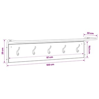 Kapstok Gerookt eiken 100 x 30 x 25 cm Bewerkt hout 6