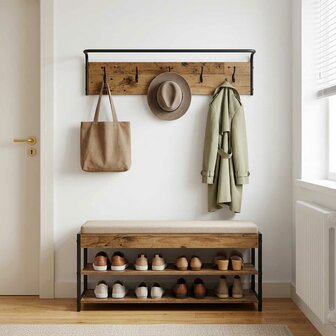 Kapstok Wandgemonteerd Oud hout 100 x 30 x 25 cm Bewerkt hout 1