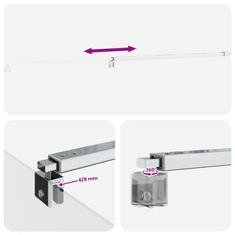 Stabilisatiestang douchewand 70-120 cm voor 6/8 mm glas Chroom 5