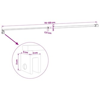Stabilisatiestang douchewand 70-120 cm voor 6/8 mm glas Chroom 6