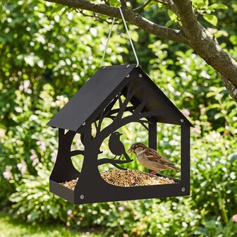 Hangend vogelvoederhuisje Staal Zwart 1