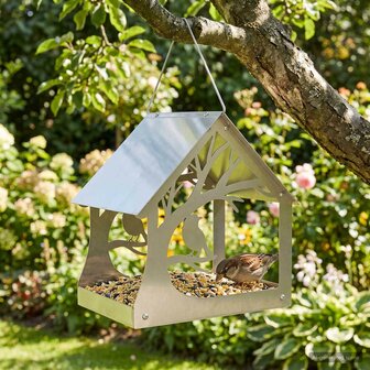 Hangend vogelvoederhuisje Roestvrij staal zilver 1