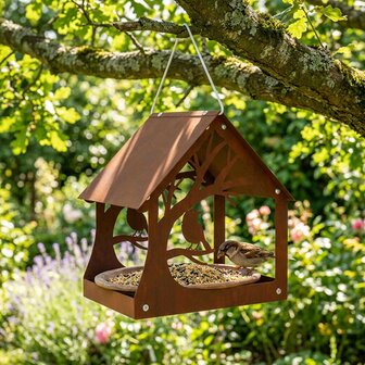 Hangend vogelvoederhuisje weervast staal Roestkleurig 1