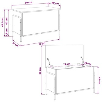 Opbergbox Grijs Sonoma 80 x 40 x 49,5 cm Bewerkt hout 8
