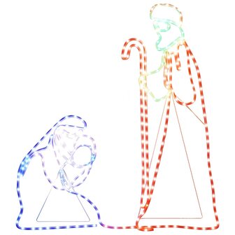 Kerstfiguren Jozef en Maria met 264 LED&amp;apos;s 40x55 en 38x100 cm 2
