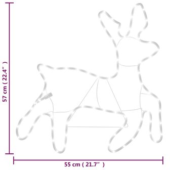 Kerstfiguur rendier met 72 warmwitte LED&amp;apos;s 57x55x4,5 cm 6