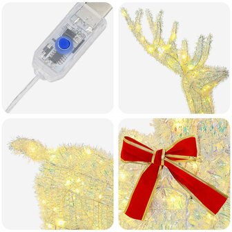 3D Kerst Rendier LOVIISA 140 LED&amp;apos;s Warmwit 70 x 26 x 128 cm 5