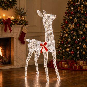 3D Kerst Rendier LOVIISA 110 LED&amp;apos;s Koel wit 70 x 26 x 100 cm 3