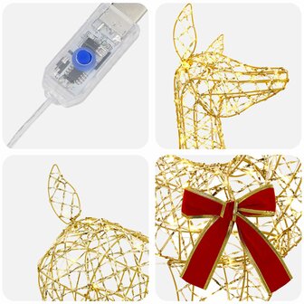 3D Kerst Rendier LOVIISA 110 LED&amp;apos;s Warmwit 70 x 26 x 100 cm 5
