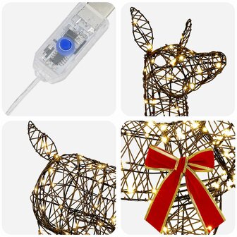 3D Kerst Rendier LOVIISA 110 LED&amp;apos;s Warmwit 70 x 26 x 100 cm 5